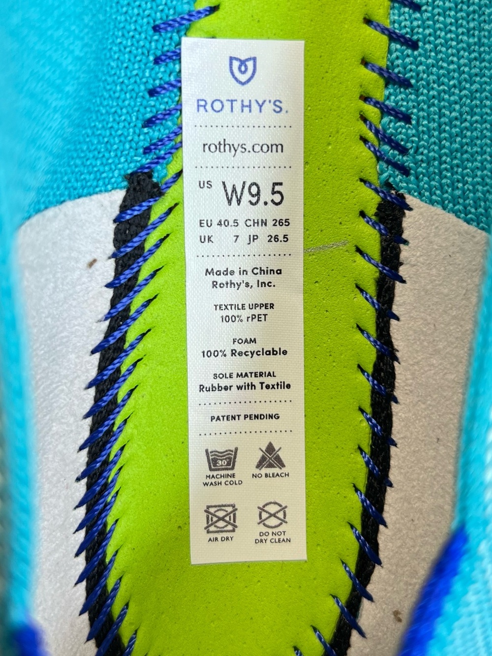 Rothy's “The Point” Retired Island Blue Pointed-Toe  Ballet Flats Womens Sz 9.5 - Picture 13 of 13